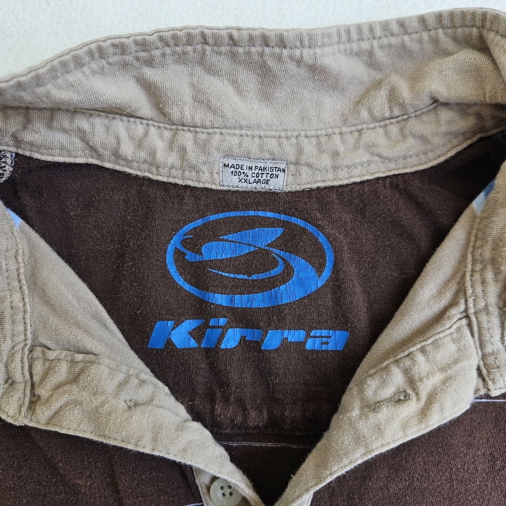 Kirra Men's Brown and Blue Striped Shirt - Picture 2 of 4